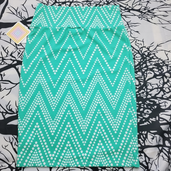 LuLaRoe Dresses & Skirts - 4/$25 LuLaRoe Cassie Skirt Teal & White Chevron M